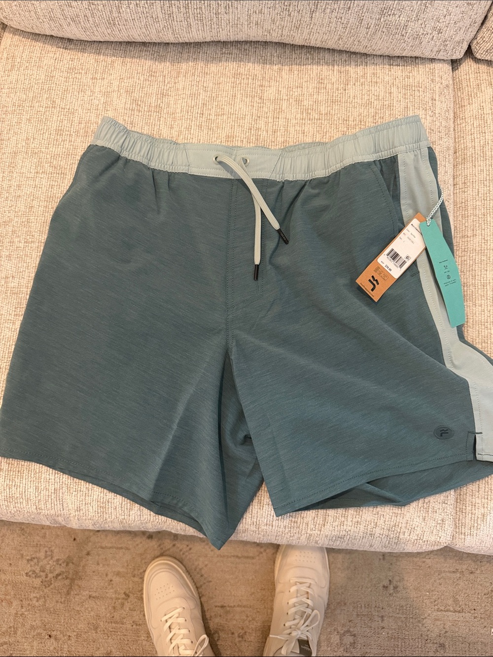 Free Fly Apparel Men's Athletic Shorts in Teal with Light Teal Trim